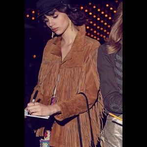 Free People Western Tan Fringe Jacket